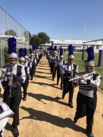Members of the band march and perform during the Pep Rally. 
